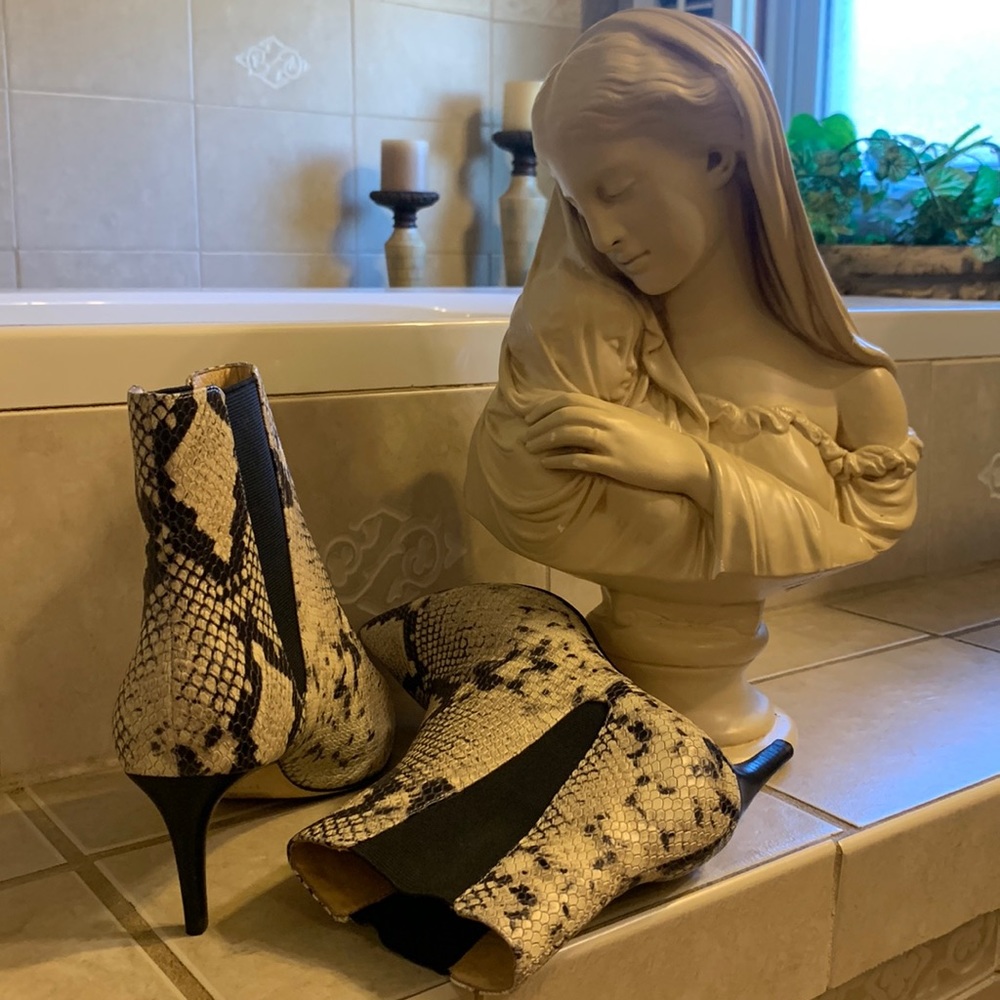Joie Snake Print Leather Booties - Picture 2 of 11